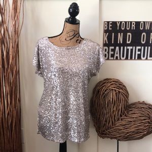 Cable & Gauge Gold Sequined Lined Top